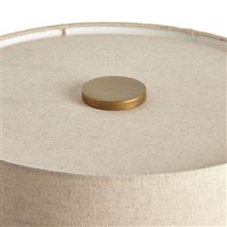 Havelin Mid Century Beige Linen Covered Antique Brass Table Lamp|