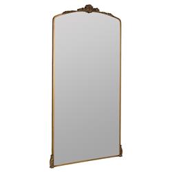 Ambrose French Country Antique Gold Metal Ornate Floor Mirror|
