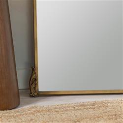 Ambrose French Country Antique Gold Metal Ornate Floor Mirror|