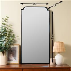 Lucille Hollywood Regency Modern Black Metal Wall Mirror|