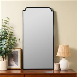 Lucille Hollywood Regency Modern Black Metal Wall Mirror|