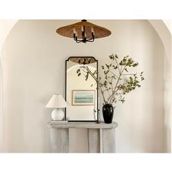 Lucille Hollywood Regency Modern Black Metal Wall Mirror|