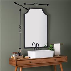 Serene Hollywood Regency Black Metal Wall Mirror|