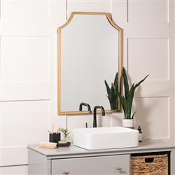 Serene Hollywood Regency Gold Metal Wall Mirror|