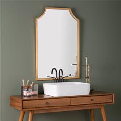 Serene Hollywood Regency Gold Metal Wall Mirror|