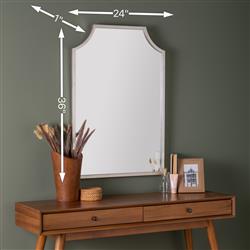 Serene Hollywood Regency Silver Metal Wall Mirror|