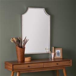 Serene Hollywood Regency Silver Metal Wall Mirror|