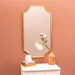 Leonora Hollywood Regency Gold Leaf Metal Wall Mirror|