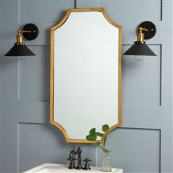 Leonora Hollywood Regency Gold Leaf Metal Wall Mirror|