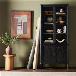 Tacorey Rustic Lodge Black Oak Wood Display Cabinet|