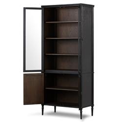 Tacorey Rustic Lodge Black Oak Wood Display Cabinet|