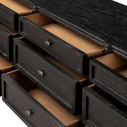 Tacorey Rustic Lodge Black Solid Oak Wood 9 Drawer Dresser|