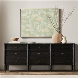 Tacorey Rustic Lodge Black Solid Oak Wood 9 Drawer Dresser|