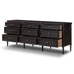 Tacorey Rustic Lodge Black Solid Oak Wood 9 Drawer Dresser|
