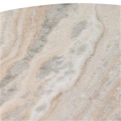 Malia Industrial Loft Beige Marble Top Aluminum Round Side End Table|