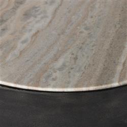 Malia Industrial Loft Beige Marble Top Aluminum Round Side End Table|