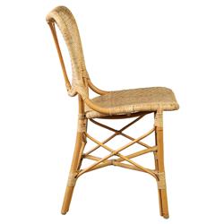 Isla Coastal Beach Natural Cane Rattan Woven Dining Side Chair|