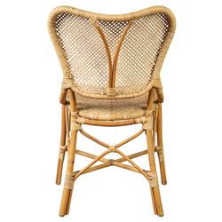 Isla Coastal Beach Natural Cane Rattan Woven Dining Side Chair|
