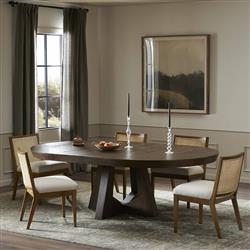 Zylvia Rustic Dark Brown Solid Oak Wood Extendable Round Dining Table - 60-94.02"W|