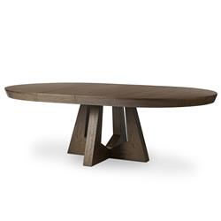 Zylvia Rustic Dark Brown Solid Oak Wood Extendable Round Dining Table - 60-94.02"W|