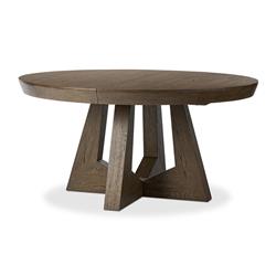 Zylvia Rustic Dark Brown Solid Oak Wood Extendable Round Dining Table - 60-94.02"W|