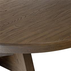 Zylvia Rustic Dark Brown Solid Oak Wood Extendable Round Dining Table - 60-94.02"W|