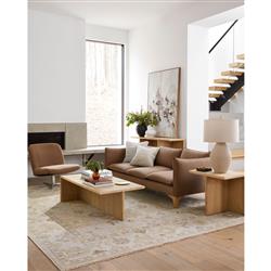 Saraya Updated Traditional Beige Wool Oushak Patterned Rug - 6'x9'|