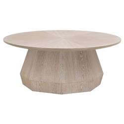 Courtney Modern Classic Natural Grey Wood Round Coffee Table|