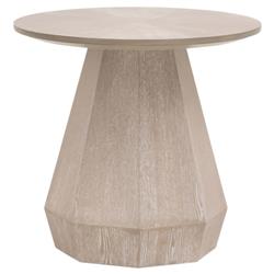 Courtney Modern Classic Natural Grey Wood Round Pedestal Side End Table|