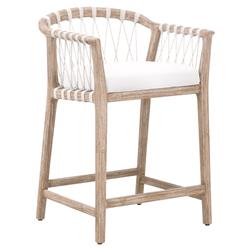 Finn Coastal Beach Natural Grey Wood Pearl Performance Seat Counter Stool|