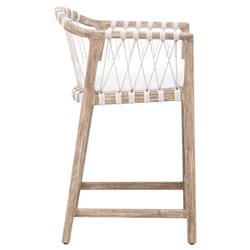 Finn Coastal Beach Natural Grey Wood Pearl Performance Seat Counter Stool|