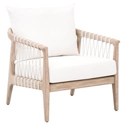 Finn Coastal Beach Natural Grey Wood Pearl White Performance Occasional Chair|