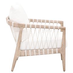 Finn Coastal Beach Natural Grey Wood Pearl White Performance Occasional Chair|