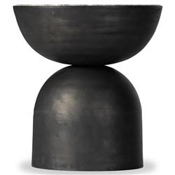 Malia Industrial Loft River Grey Marble Top Aluminum Round End Table|