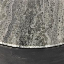 Malia Industrial Loft River Grey Marble Top Aluminum Round End Table|