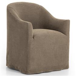 Desiree Modern French Coffee Brown Slipcover Dining Arm Chair|