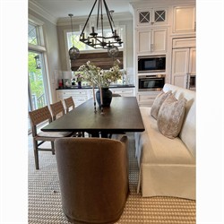 Desiree Modern French Coffee Brown Slipcover Dining Arm Chair|