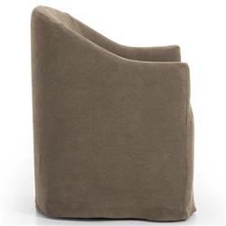 Desiree Modern French Coffee Brown Slipcover Dining Arm Chair|
