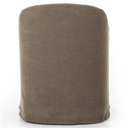 Desiree Modern French Coffee Brown Slipcover Dining Arm Chair|