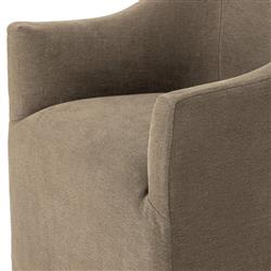 Desiree Modern French Coffee Brown Slipcover Dining Arm Chair|
