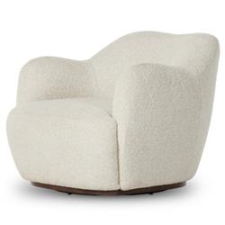 Justine Modern Classic Off White Swivel Barrel Chair|