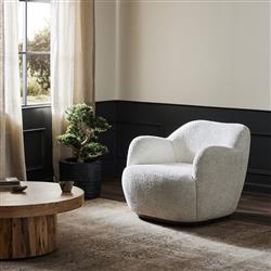 Justine Modern Classic Off White Swivel Barrel Chair|