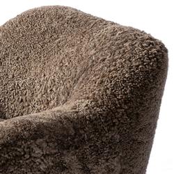 Justine Modern Classic Taupe Shearling Swivel Barrel Chair|