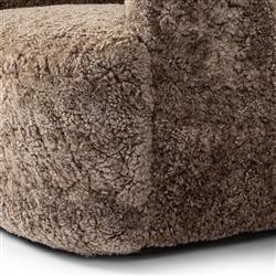 Justine Modern Classic Taupe Shearling Swivel Barrel Chair|