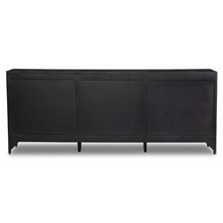 Rhian Coastal Black Mango Wood Woven Cane 9 Drawer Dresser|