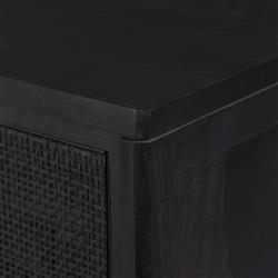 Rhian Coastal Black Mango Wood Woven Cane 9 Drawer Dresser|