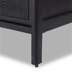Rhian Coastal Black Mango Wood Woven Cane 9 Drawer Dresser|