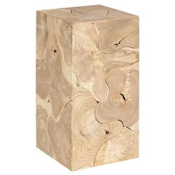 Zaria Coastal Beach Bleached Teak Slice Square Plinth Pedestal - 24"|