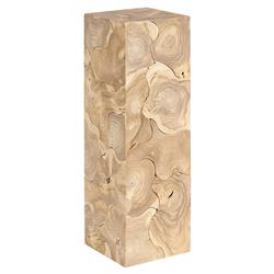 Zaria Coastal Beach Bleached Teak Slice Square Plinth Pedestal - 39"|