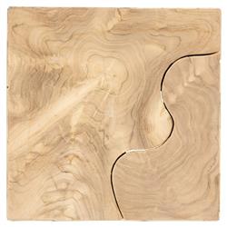 Zaria Coastal Beach Bleached Teak Slice Square Plinth Pedestal - 39"|